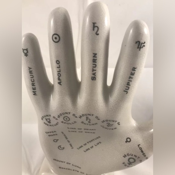 Ceramic Palmistry Hand for Palm Reading, Crackle Glaze 12” X 10” - Picture 2 of 5